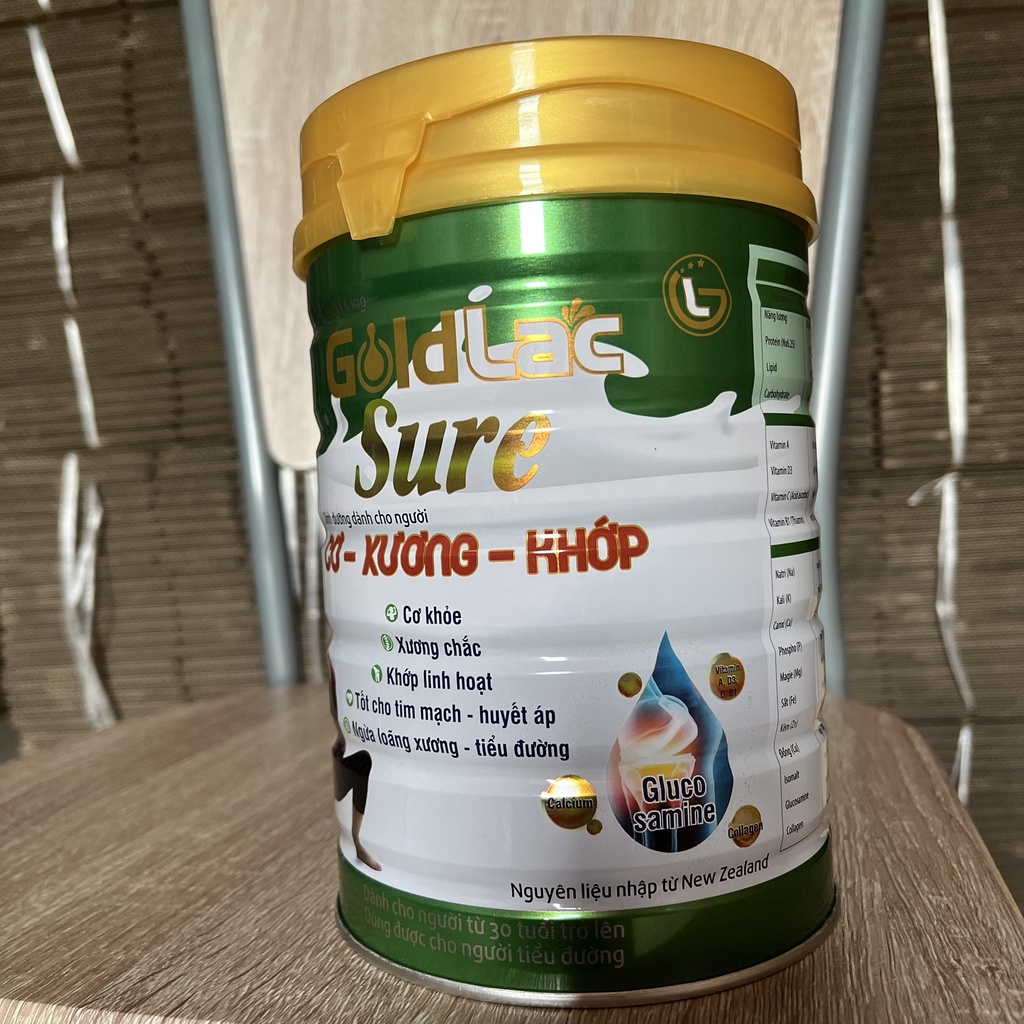 Sữa bổ sung canxi, glucosamine ngăn ngừa loãng xương, tiểu đường cho người già Goldlac Sure cơ xương khớp lon 900g