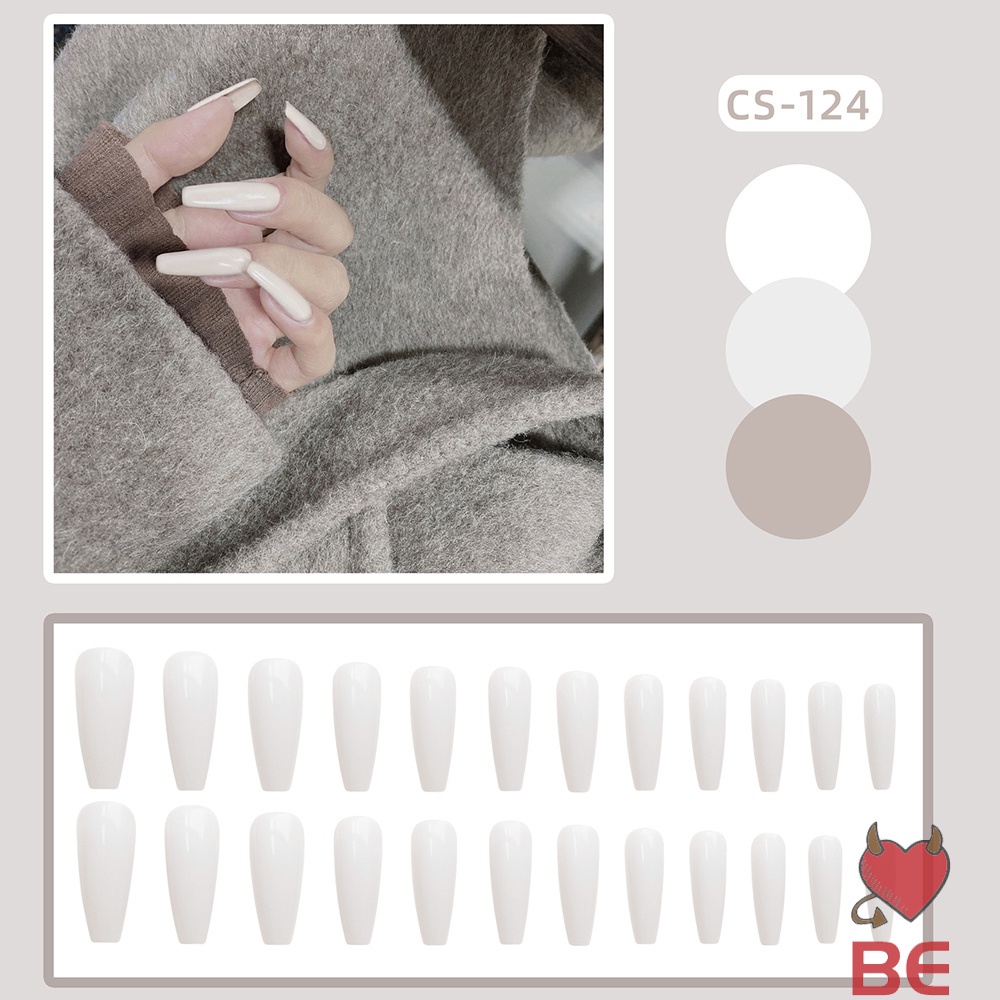 YADORNOS Set 24 móng tay giả YADORNOS màu trắng sữa thời trang dành cho nữ