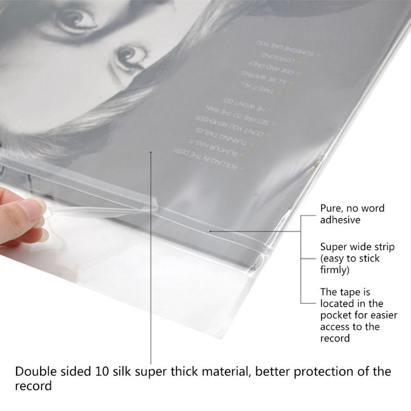 Set 50 túi đựng bảo vệ đĩa than LP vinyl kích thước 12"