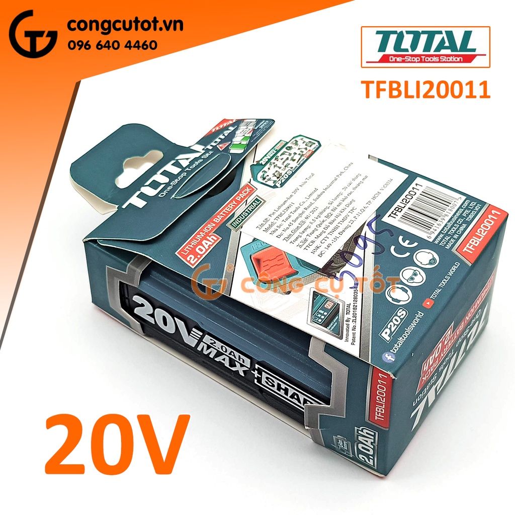 Pin Lithium Total TFBLI20011 20V/2Ah cho dòng máy P20S và E20