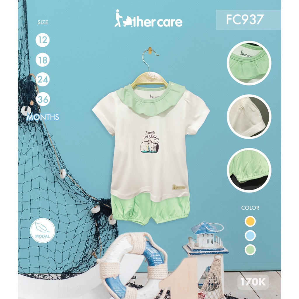 Bộ Quần Áo bé gái FatherCare CT Cổ Bèo - Thuyền Và Biển FC937