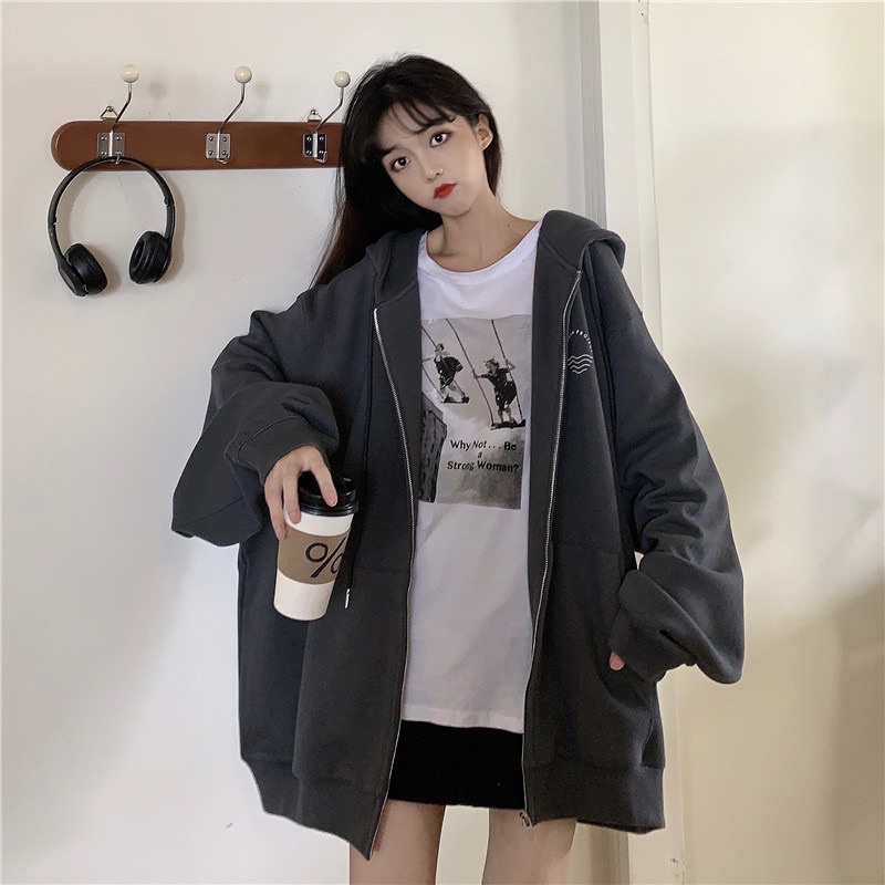 Áo khoác hoodie zip chất nỉ bông 2 lớp in hình sóng biển