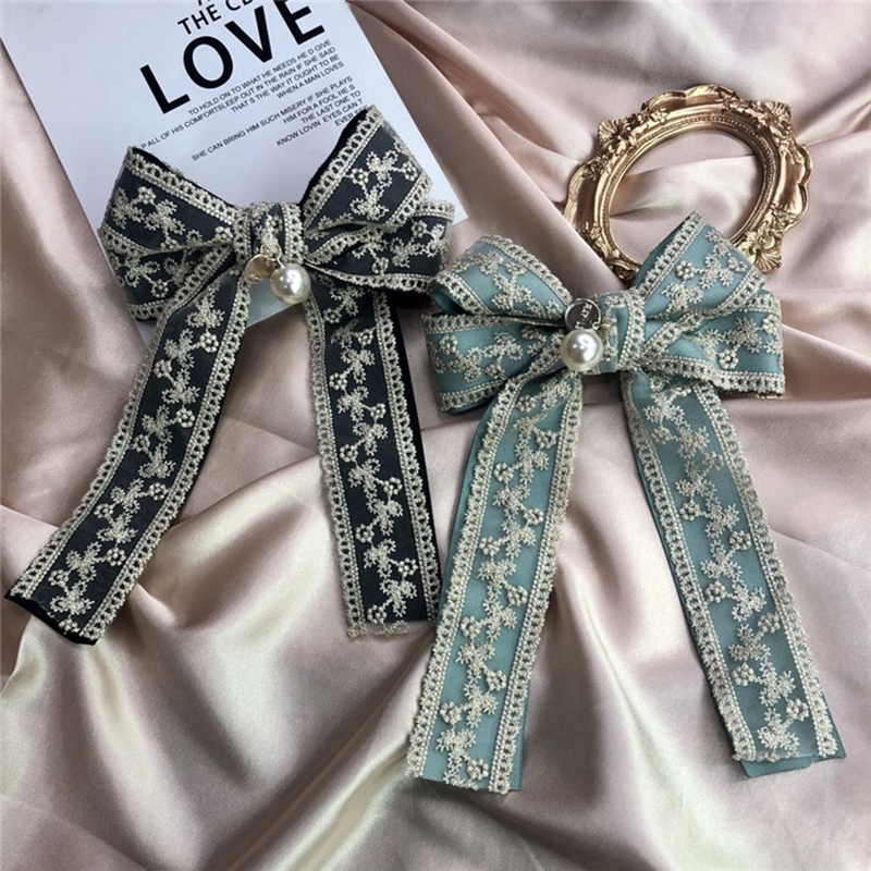 Kẹp Tóc Hai Lớp Phối Ren Hoa Phong Cách Vintage Cho Nữ