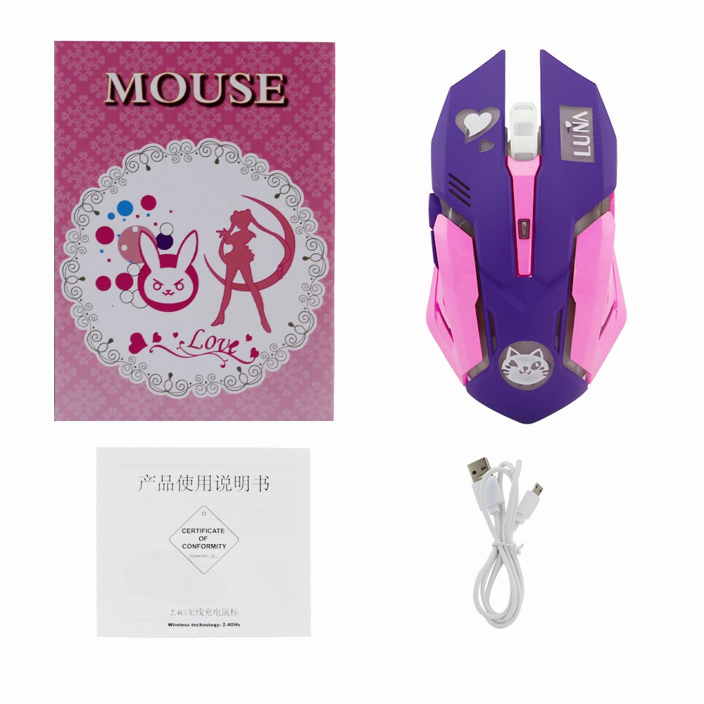 Chuột Quang Không Dây 2400 DPI Màu Tím Dễ Thương Cho Nữ
