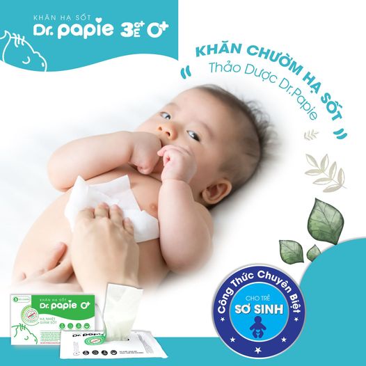 Khăn lau hạ sốt thảo dược Dr Papie