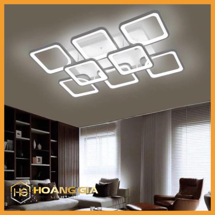 Đèn Ốp Trần - Đèn LED mâm ốp trần hiện đại trang trí phòng khách,phòng ăn- Đèn Led 8 cánh vuông, Có điều khiển phân tầng