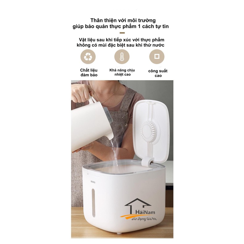 [BẢO HÀNH 1 NĂM] Thùng Đựng Gạo ECOCO - Chống Ẩm, Chống Mối Mọt - Loại 10kg - Chính Hãngi