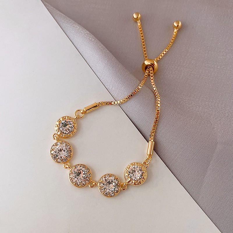 Vòng Tay Mạ Vàng Đính Đá Kim Cương Phong Cách Retro Hàn Quốc Cho Nữ | BigBuy360 - bigbuy360.vn