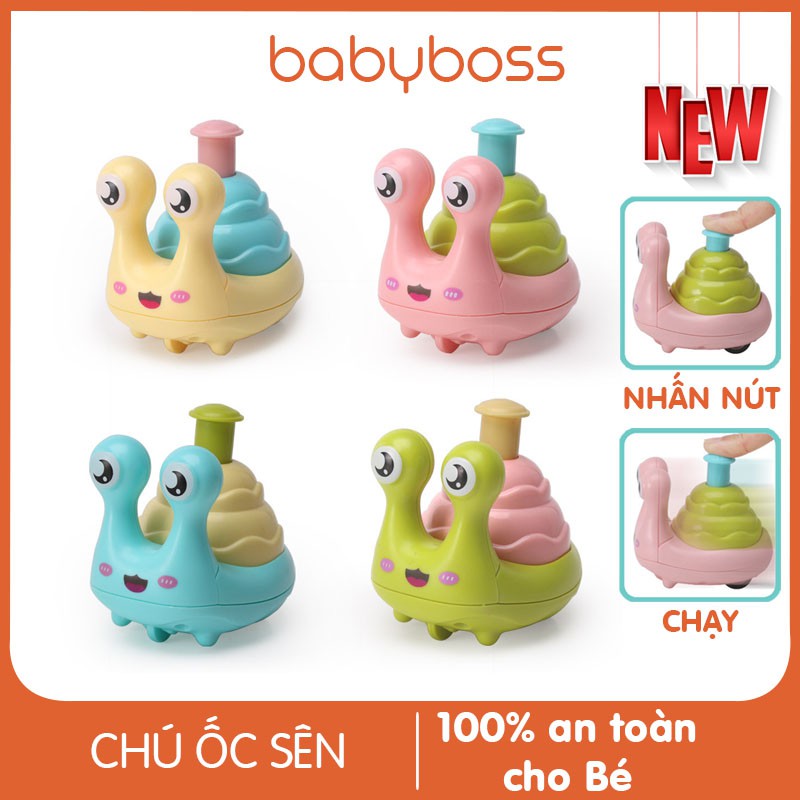 Đồ chơi cho bé ốc sên chạy dây cót cho bé - nhấn nút để chạy - babyboss