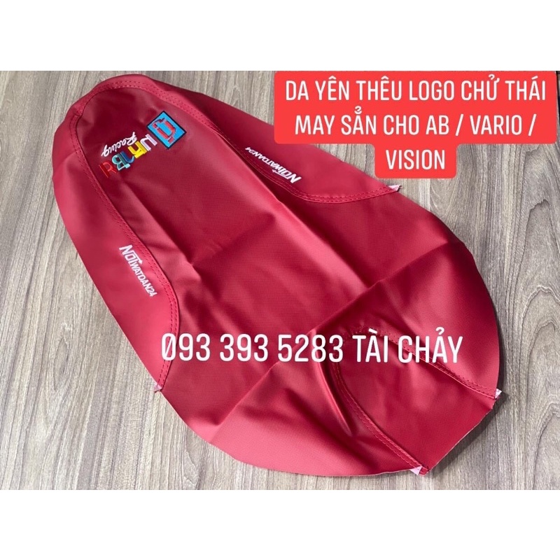 DA YÊN ĐỎ ĐÔ THÊU LOGO CHỮ THÁI MAY SẴN CHO AB / VARIO/ VISION