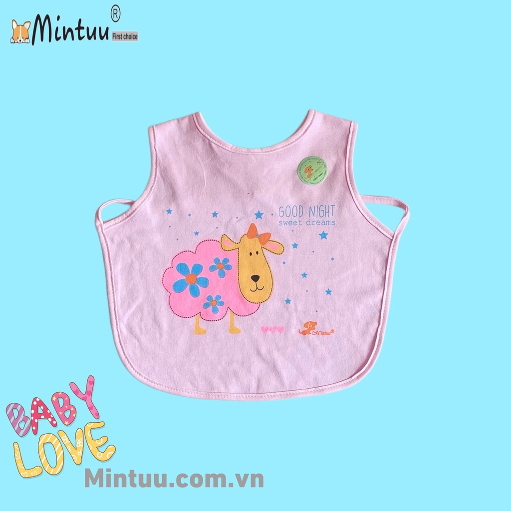 Yếm ăn dặm cho bé sơ sinh xỏ tay dán sau thương hiệu Mintuu.