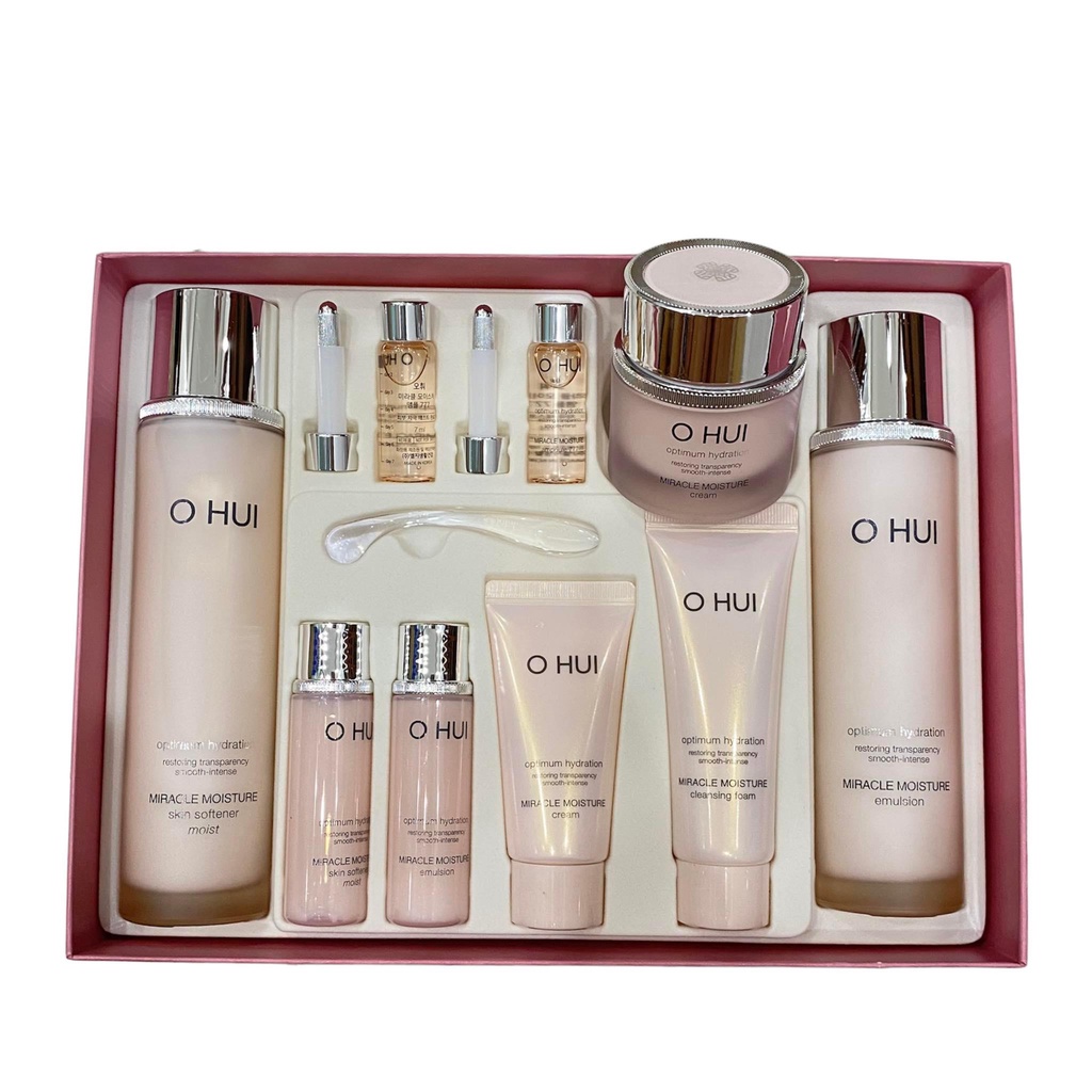 Bộ Dưỡng Da Trắng Hồng Căng Bóng Rạng Ngời Ohui Miracle Moisture Special Set 10sp