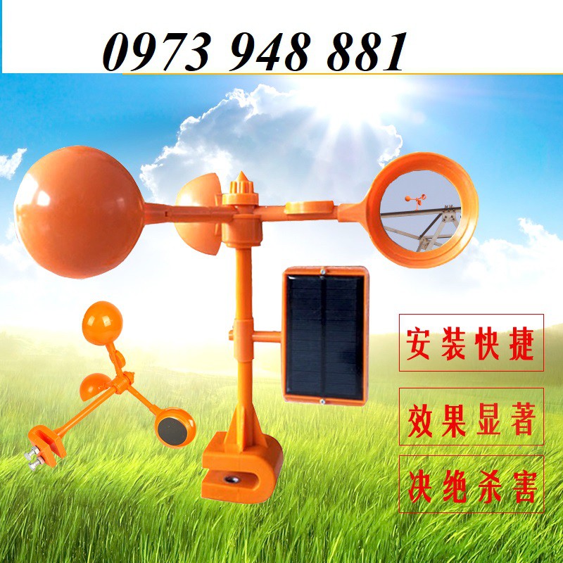 Quạt, chong chóng đuổi chim có loa phát tiếng kêu dùng năng lượng mặt trời  022