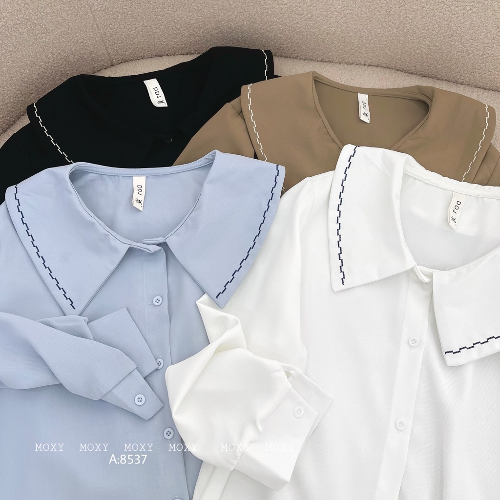 SP008537-Áo somi cổ thêu