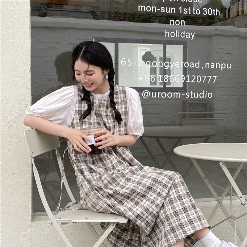 Đầm Maxi dây Dễ thương Kẻ sọc caro Form rộng Mùa Hè Ulzzang Hàn Quốc Váy Midi dài Cute Tiểu thư Thời trang | BigBuy360 - bigbuy360.vn