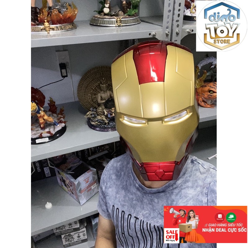 Marvel Avengers Mũ Bảo Hiểm Người Sắt Cosplay 1:1 Ánh Sáng LED Mặt Nạ Người Sắt PVC