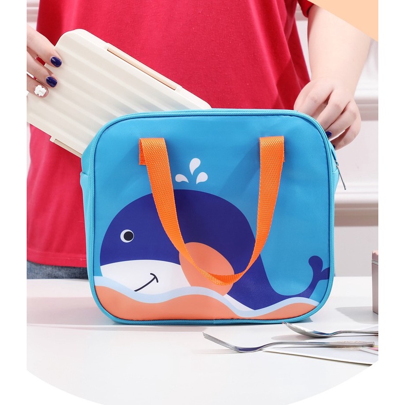 Túi đựng hộp cơm văn phòng giữ nhiệt túi Bento hình vuông giữ nóng lạnh họa tiết hoạt hình Nhật Bản TE01