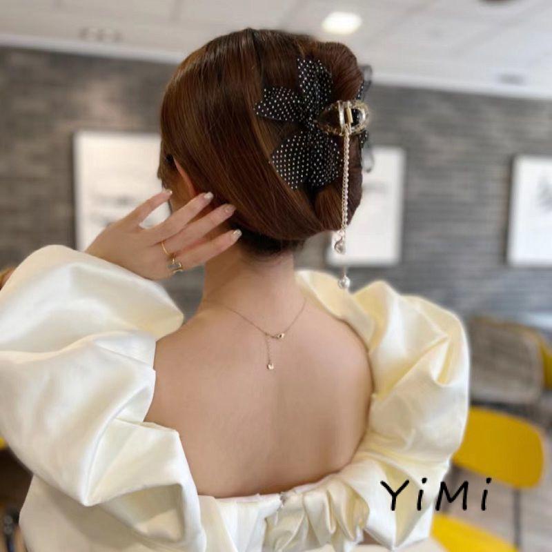 Kẹp Tóc Hình Chấm Bi Đính Ngọc Trai Phối Tua Rua Dễ Thương Cho Bé Gái