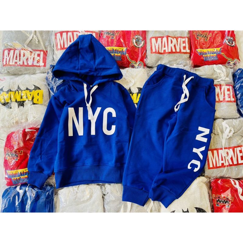 Bộ nỉ da cá HM bé trai xuất dư (có mũ)