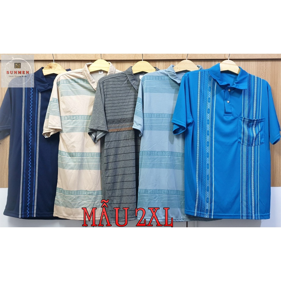 [HCM]Áo Thun Nam Trung Niên Sọc Ngang From Rộng Tay Lở Vải Thun Lạnh Cực Thoáng Mát SUNMEN Size (60-75kg)