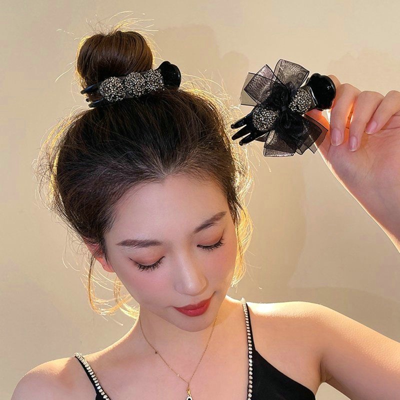 Kẹp Tóc Đính Bóng Ruy Băng Nơ Thời Trang 2022 Cho Nữ