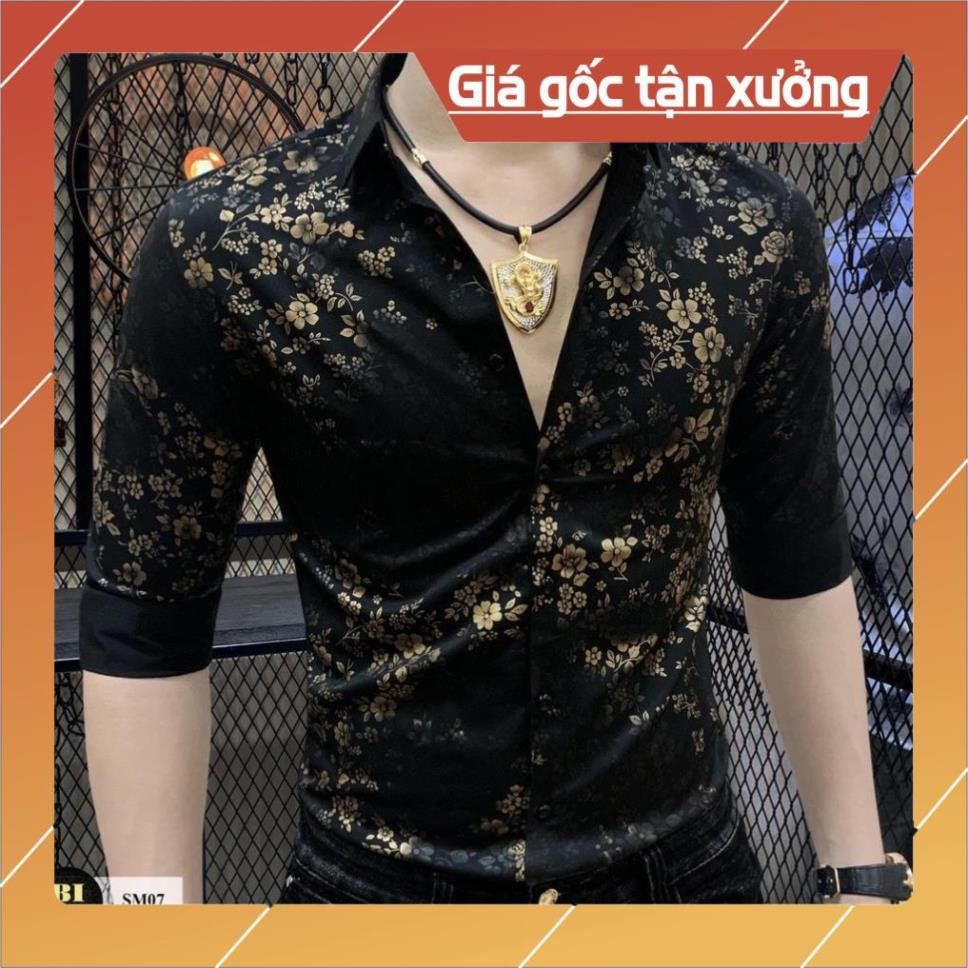 [❤️FREESHIP❤️] - Áo sơ mi nam bông hoa nhí nền đen hoa vàng trẻ trung 1992 Boutique  thời trang hàn quốc cao cấp HQ03