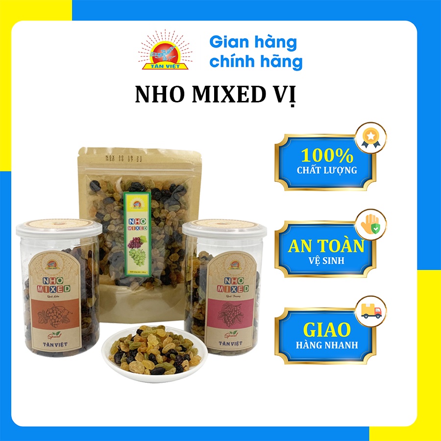 Nho Khô Thập Cẩm Mix Đủ Vị TÂN VIỆT Hương Vị Thơm Ngon Hủ 150gr - 300gr