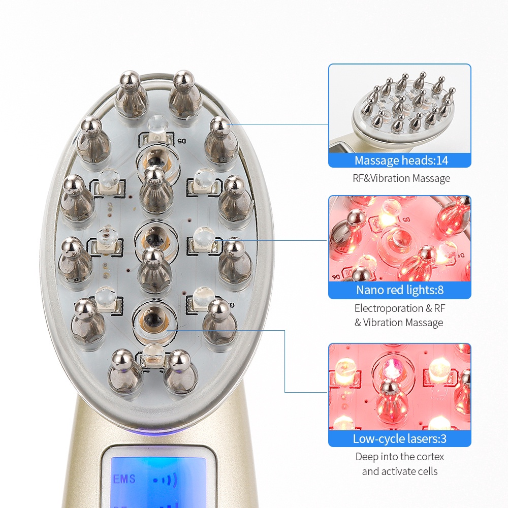 Rf Lược Điện laser Đèn led nano Kích Thích Mọc Tóc Chống Rụng