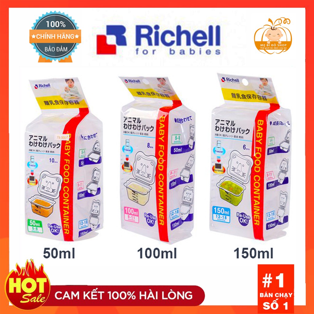 [Chính Hãng] Khay Trữ Đông Richell Bộ Chia Thức Ăn Richell Cho Bé Ăn Dặm 50ml 100ml 150ml