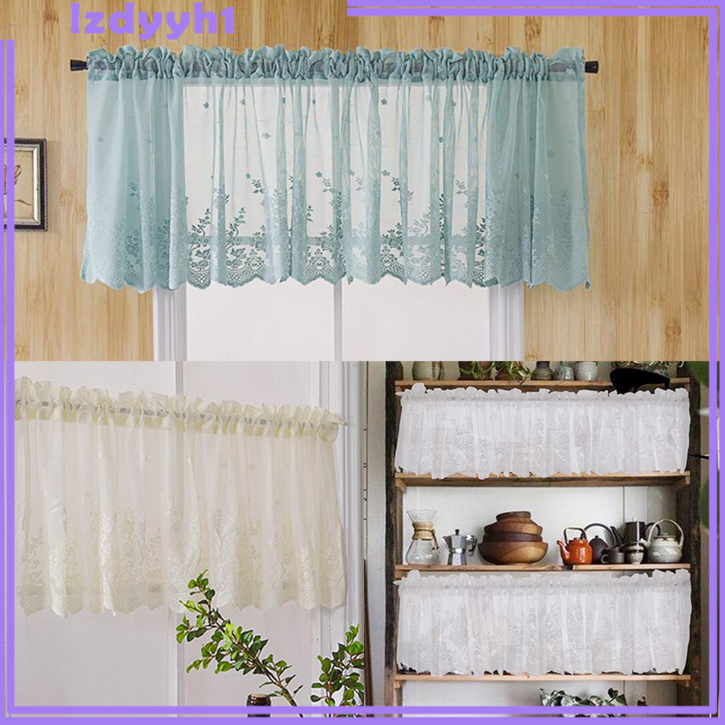 Rèm Cửa Sổ 51x16inch Màu Xanh Thêu Trang Trí