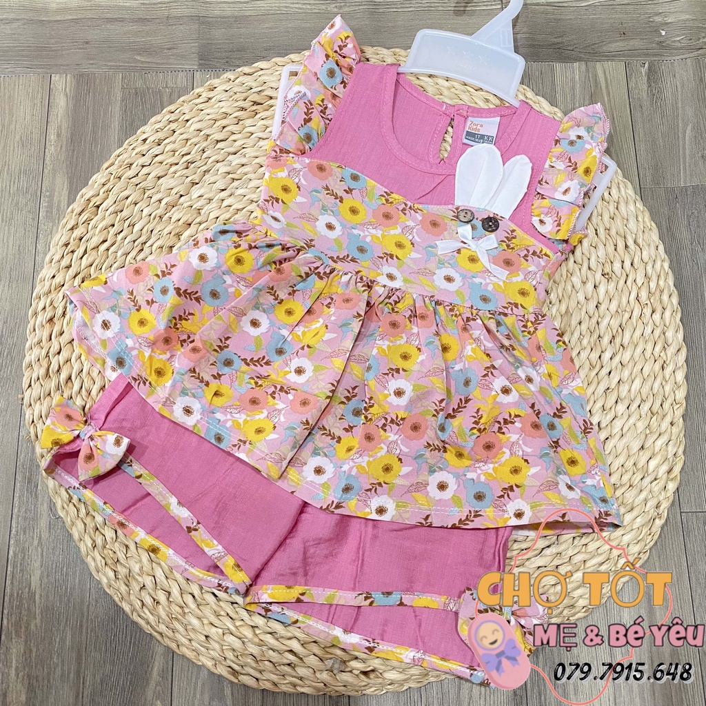 Bộ short sát nách bé gãi vải đũi hoa