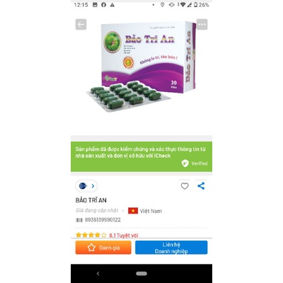 Combo 2hộp Viên uống Bảo Trĩ An  không lo táo bón, đau rát trĩ