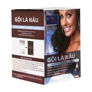 Hộp 10 gói dầu gội là nâu tóc Matrix 25ml/gói tác dụng nhanh sau 1 lần gội không cần nhộm