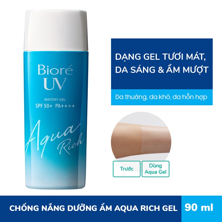 Gel Chống Nắng Biore Màng Nước Dưỡng Ẩm 90ml UV Aqua Rich Watery Gel – HKB738
