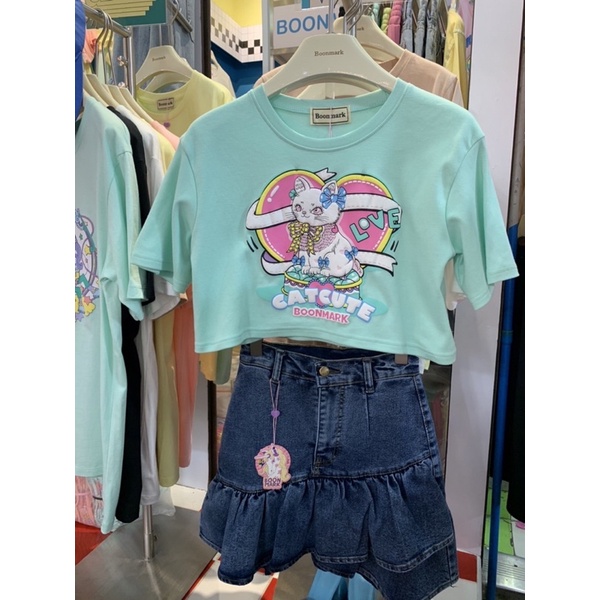 Áo croptop hai mẫu hình trái tim và hình unicorn hàng Thailand
