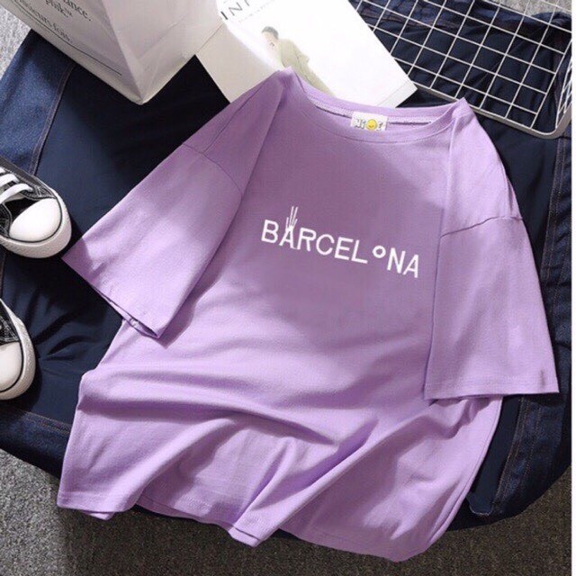 Sale Hot! Áo thun nam nữ form rộng tay lỡ ( 40-70kg) in chữ BARCELONA cực đẹp, áo phông dáng rộng siêu hot hit giá rẻ | BigBuy360 - bigbuy360.vn