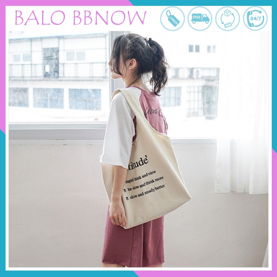 Túi tote vải canvas giá rẻ thời trang đi học BBNOW TT1