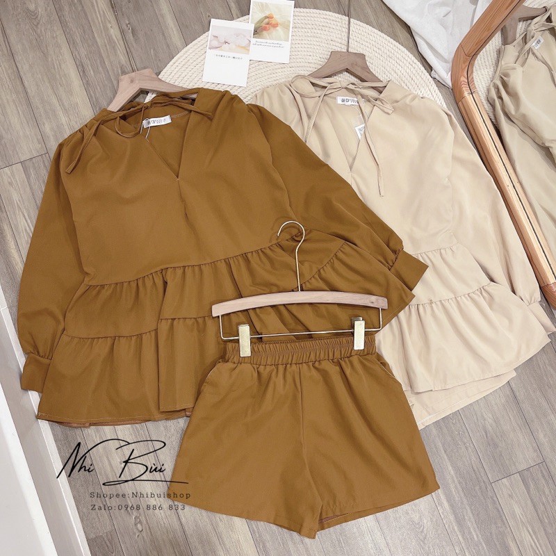 Set áo babydoll cổ V siêu hot CEN FASHION