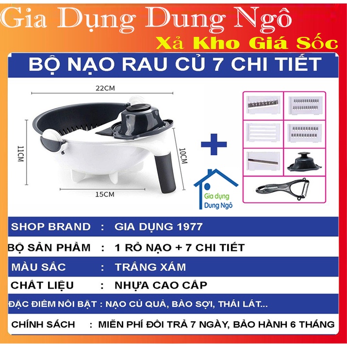 (XẢ KHO GIÁ SỐC) Rổ Bào Rau Củ Đa Năng Thiết Kế Thông Minh Tiện Lợi, Bộ Nạo Rau Củ 9 In 1 Kiểu Dáng Sang Trọng