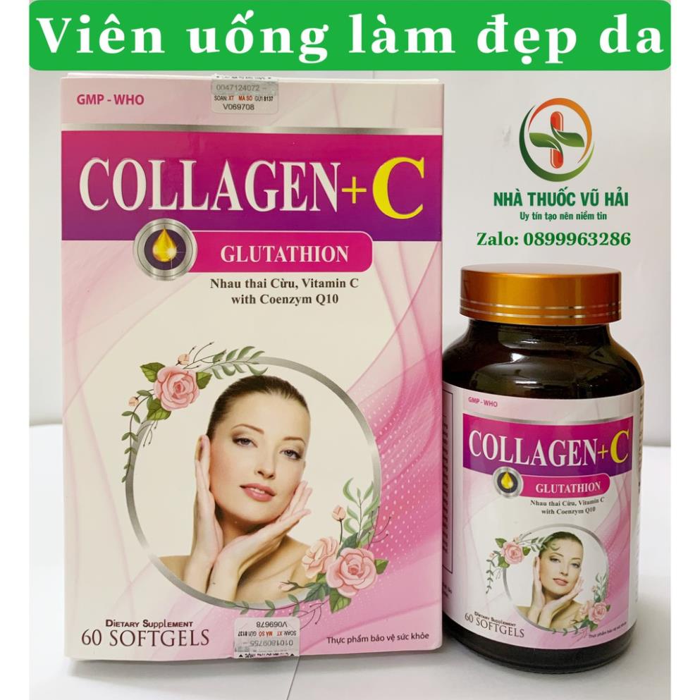 Viên uống đẹp da Collagen +C bổ sung Vitamin A E C giảm nám sạm da Hộp 60 viên
