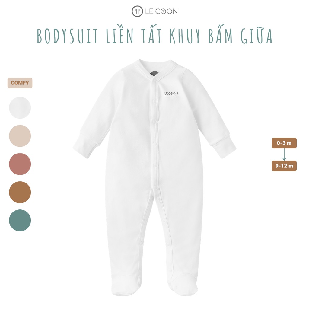 LE COON | Bodysuit Liền Tất Khuy Bấm Giữa | COMFY | 0-12 tháng