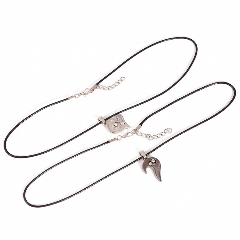 [ql917.vn]Cặp Vòng cổ thép titan mặt hình trái tim cho cặp đôi