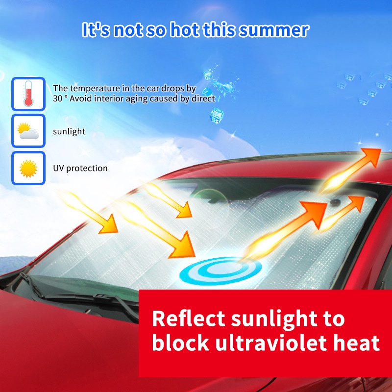Tấm Che Nắng Phản Quang Gấp Gọn Được Thông Dụng Cho Kính Chắn Gió Xe Hơi