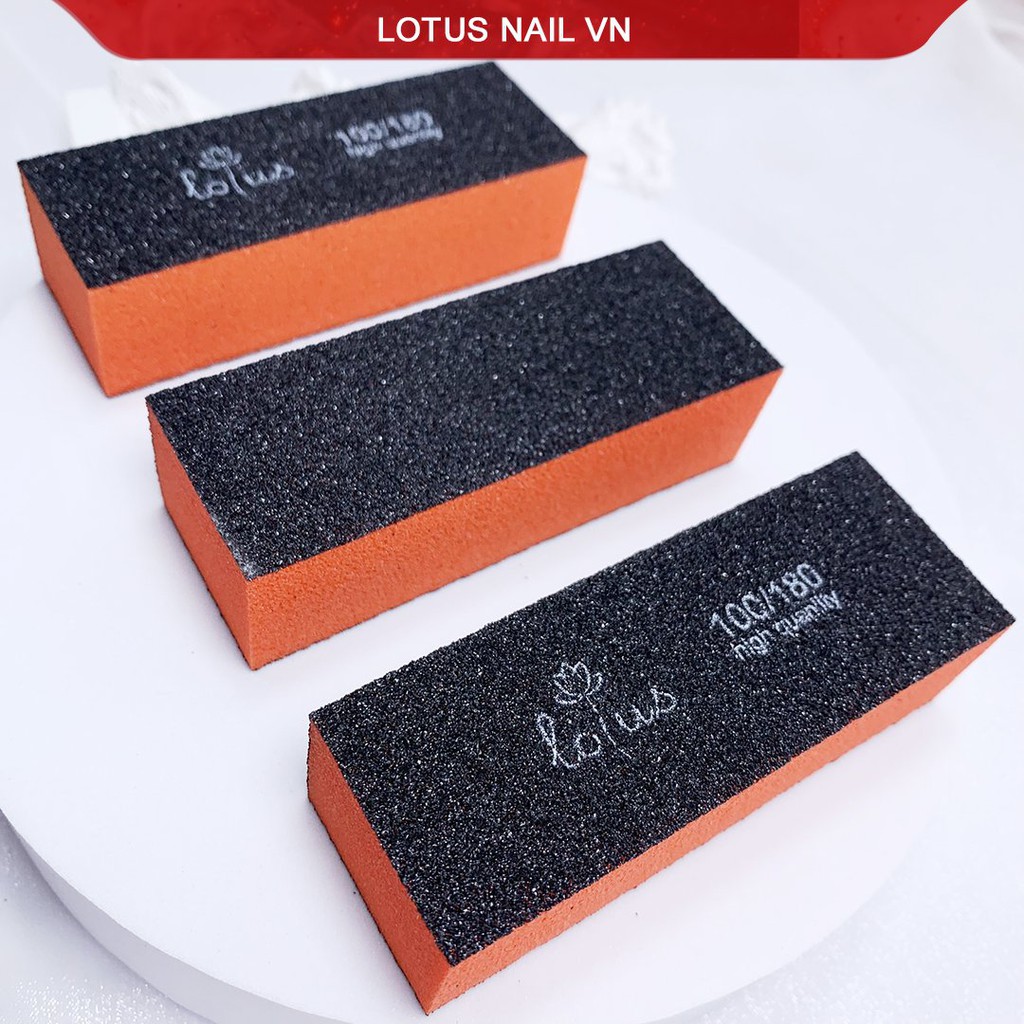 Phao dũa móng, phao nail vuông nhám sần Lotus màu cam đen