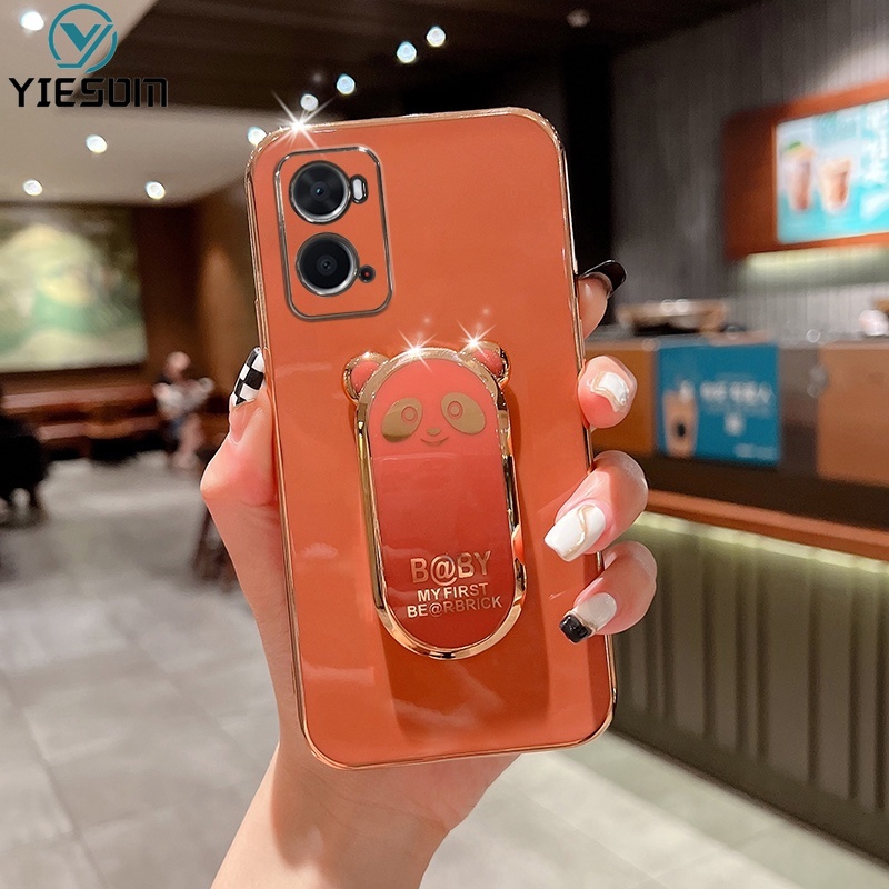 Ốp Điện Thoại Silicon Dẻo Họa Tiết Hoạt Hình Chú Gấu Kèm Giá Đỡ Cho Realme 9 9 Pro Plus 5G 8 8 Pro 4G 8i 9i