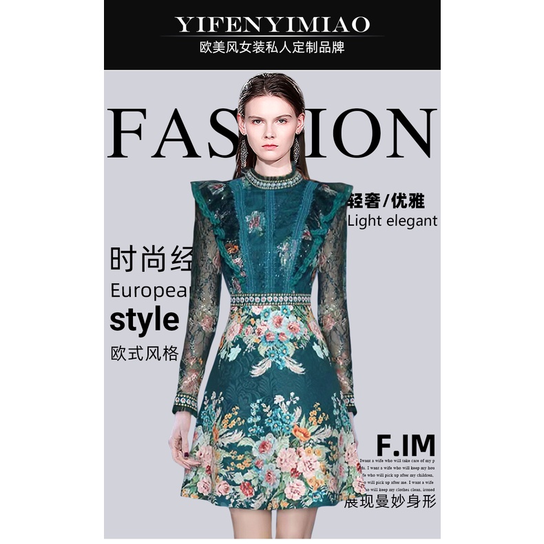 Đầm Midi Dáng Chữ A Phối Ren Đính Hạt Thời Trang Thu Đông Chất Lượng Cao Phong Cách Pháp Cho Nữ