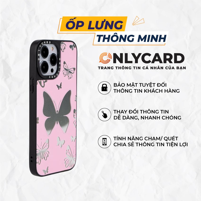 Ốp lưng thông minh ONLYCARD_BUTTERFLY_PINK/Dành cho các dòng IPhone 7/7plus/8/8plus/x/xr/xs/11/12/13/pro/prom