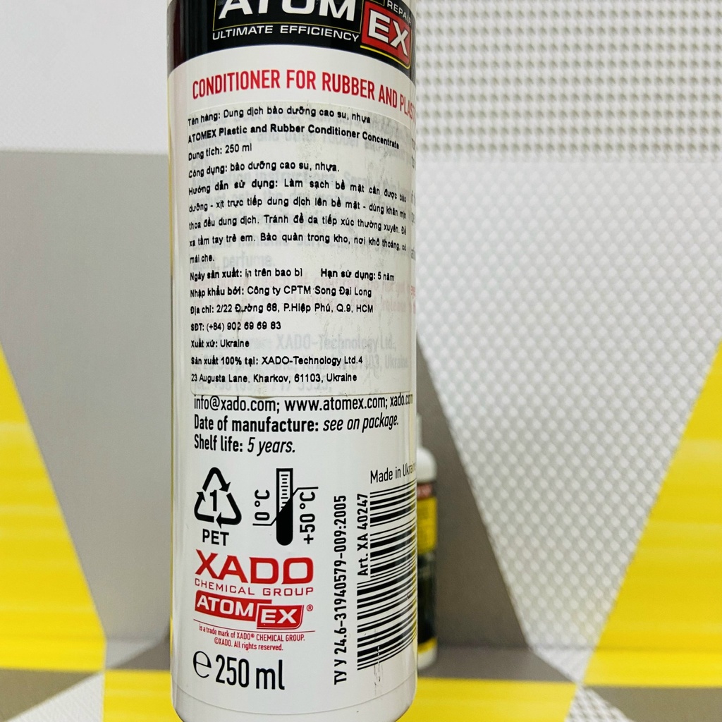 Dưỡng nhựa, cao su cao cấp XADO ATOMEX Plastic And Rubber Conditioner Concentrate