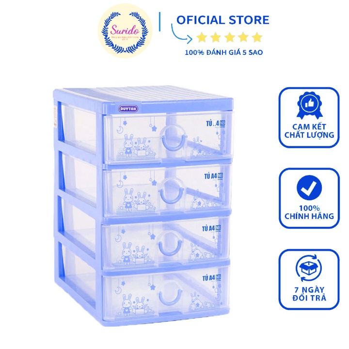 Tủ Nhựa Duy Tân Tomi 4 Tầng Trong Suốt Đựng Giấy Tờ A4