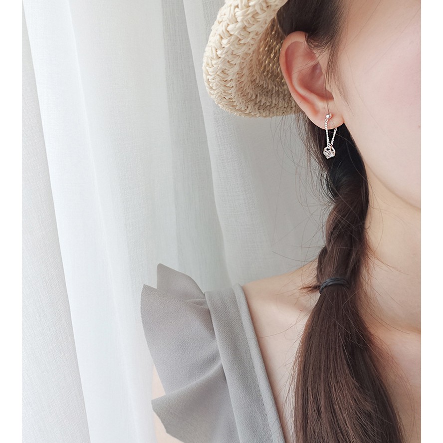 Bông tai nữ thời trang đá lồng bạc S925 nhỏ xinh HT43 sale giá rẻ